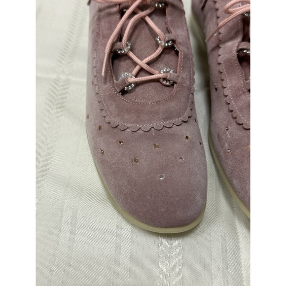 Stuart Weitzman Pink Suede Rhinestone Lace-Up Shoes Women's 5M‎ – Minor Flaws - Picture 5 of 13